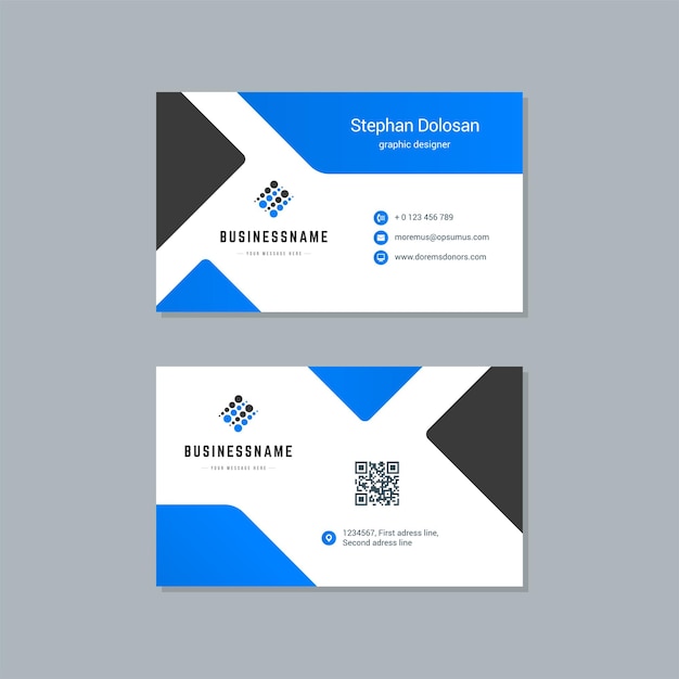 Modelo de impressão de cores azuis e pretas de design de cartão de visita