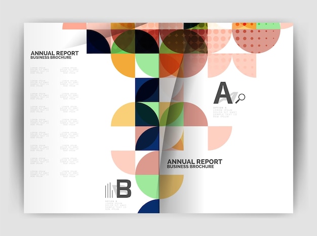Vetor modelo de impressão de relatório anual de negócios de design de círculo abstrato folheto de negócios ou folheto abstrato