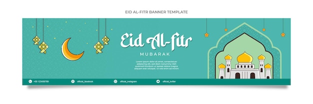 Modelo de impressão horizontal de bandeira eid al fitr