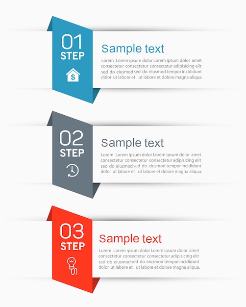 Modelo de índice de papel de guia de infográficos com 3 etapas