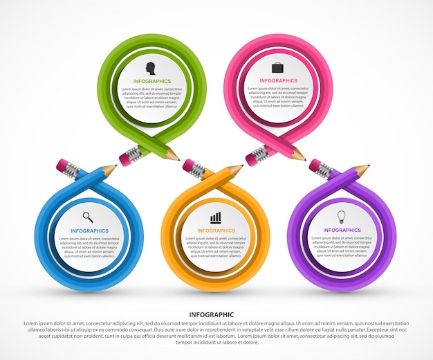 Modelo de infografia com lápis.