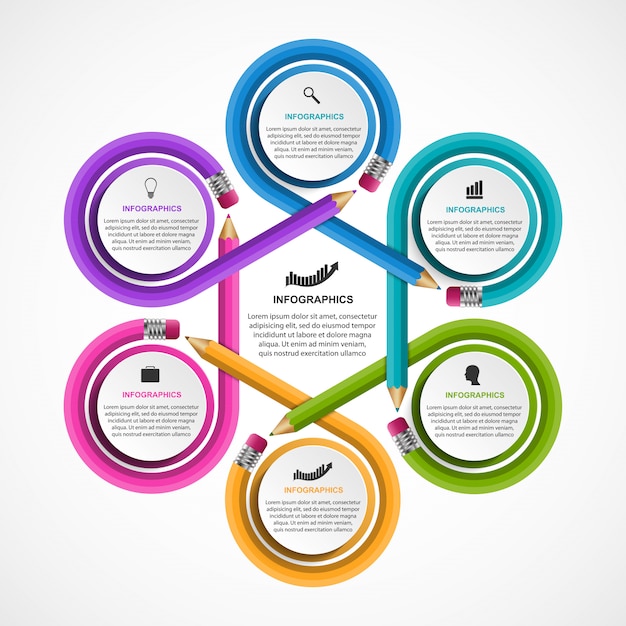 Modelo de infografia com lápis.