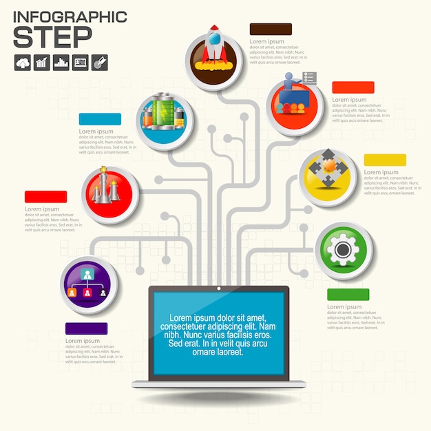 Modelo de infografia com opções