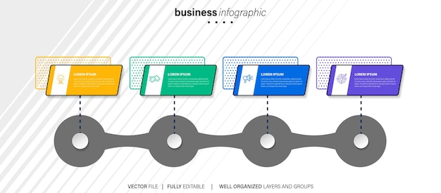 Vetor modelo de infografia criativa vetorial em quatro etapas