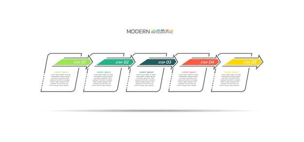 Modelo de infografia de negócios de processo vetorial design colorido