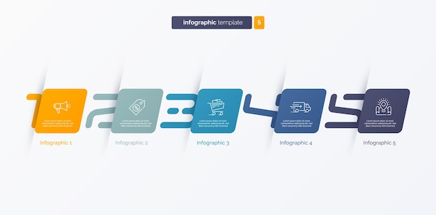 Vetor modelo de infografia de números vetoriais composto por quadrados arredondados