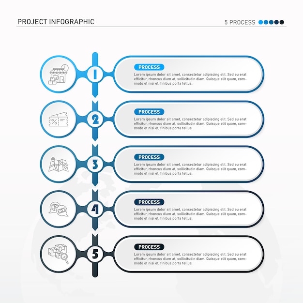 Modelo de infográfico básico com 5 etapas