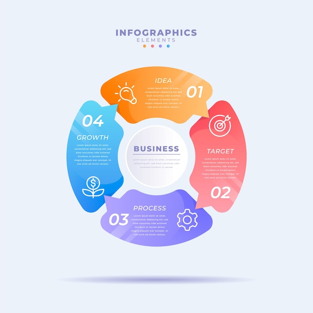 Vetor modelo de infográfico circular de negócios moderno