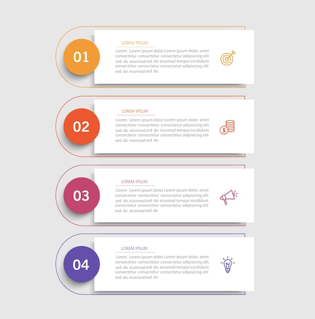 Modelo de infográfico com 4 etapas