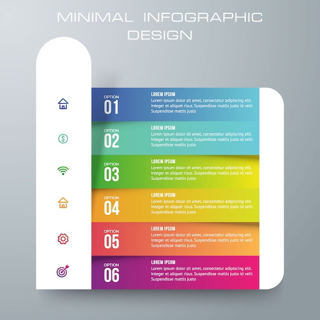 Modelo de infográfico com 6 opções