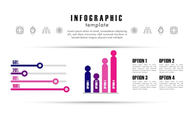 Modelo de infográfico com estatísticas em design de ilustração em branco