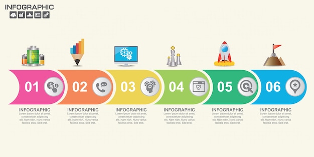 Modelo de infográfico com etapas e processo para seu projeto