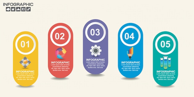 Modelo de infográfico com etapas e processo para seu projeto