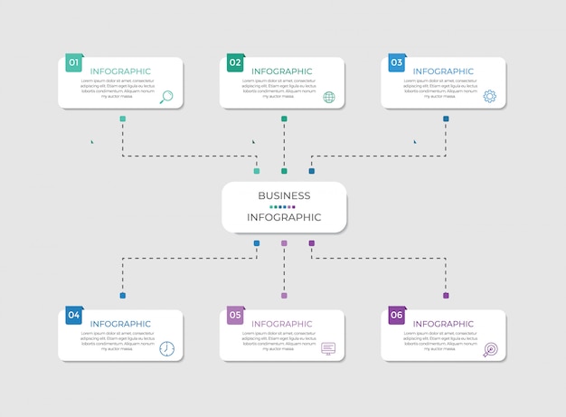 Modelo de infográfico com etapas