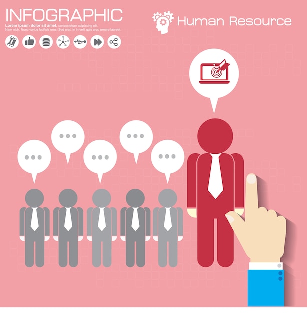 Modelo de infográfico com ícones planas para apresentação.