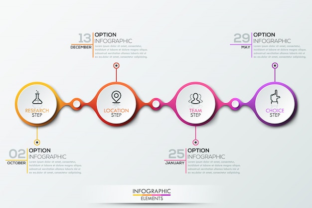 Modelo de infográfico com linha do tempo