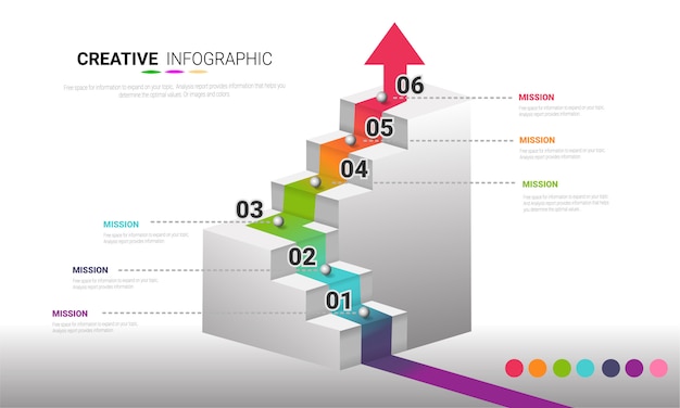 Modelo de infográfico com números. seis opções podem ser usadas para opções de layout de fluxo de trabalho, diagrama e número.