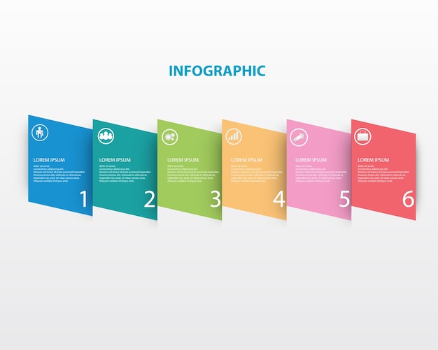 Modelo de infográfico com opção de números seis