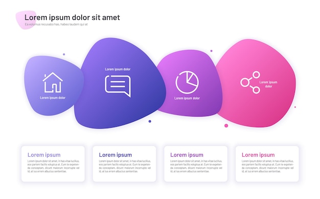 Vetor modelo de infográfico composto por três formas abstratas.