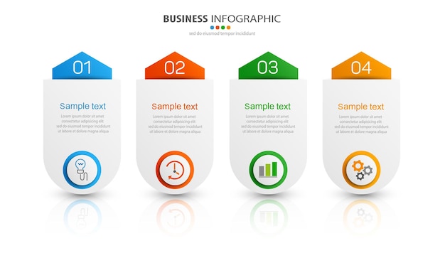 Modelo de infográfico criativo com ícones e 4 opções