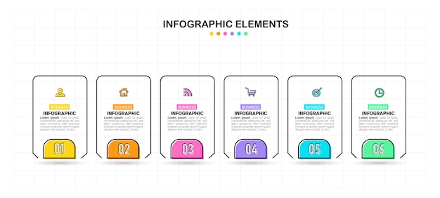 Modelo de infográfico criativo de seis etapas