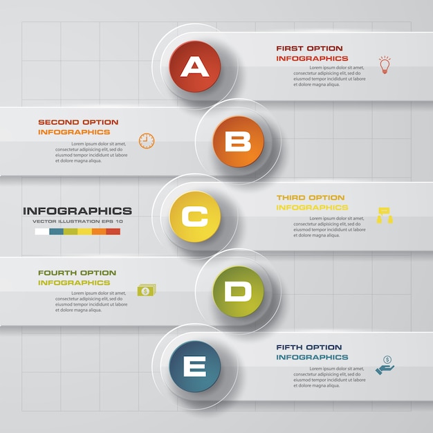 Modelo de infográfico de 5 etapas