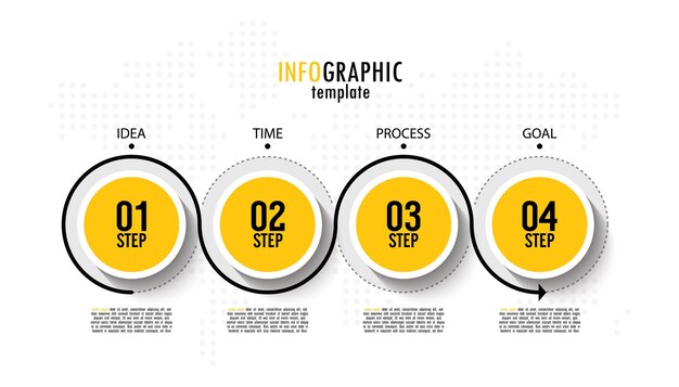 Modelo de infográfico de apresentação de negócios com 4 etapas