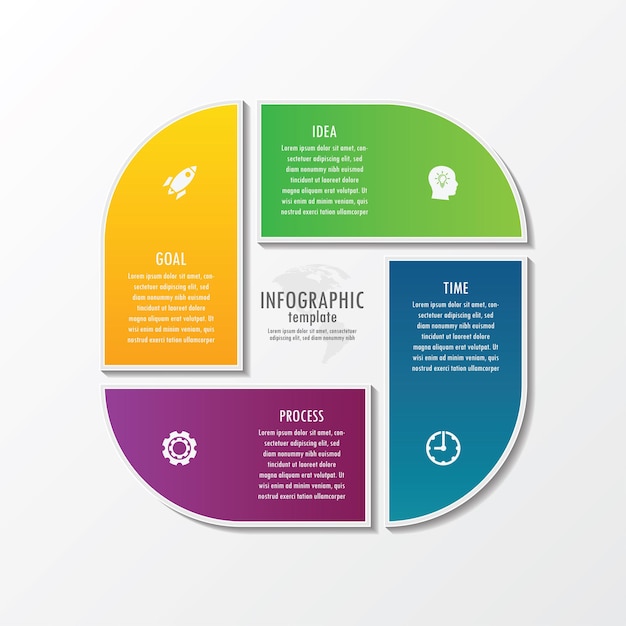 Modelo de infográfico de apresentação de negócios com 4 etapas