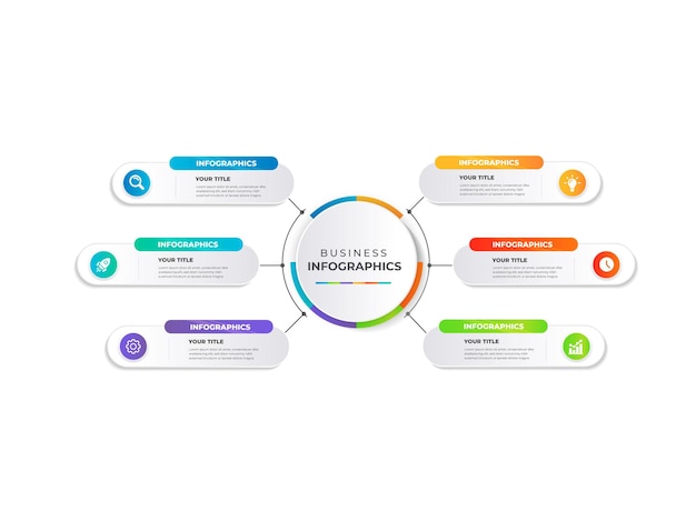 Modelo de infográfico de apresentação de negócios com 6 etapas