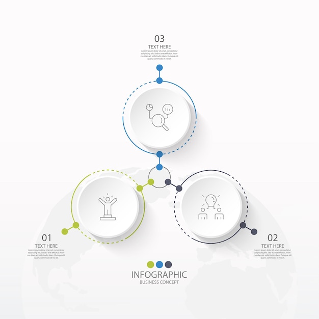 Modelo de infográfico de círculo básico com 3 etapas, processo ou opções