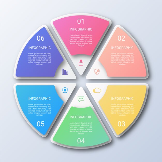 Modelo de infográfico de círculo colorido