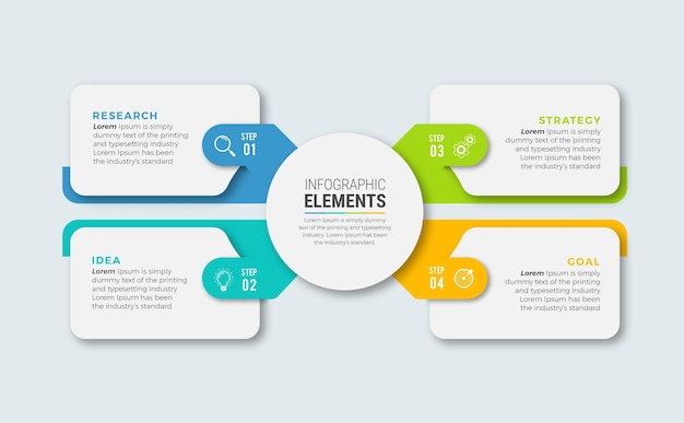 Vetor modelo de infográfico de círculo de linha do tempo 5 opções ou etapas