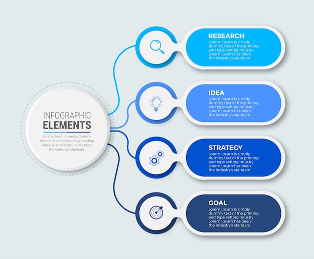 Vetor modelo de infográfico de círculo de linha do tempo 5 opções ou etapas