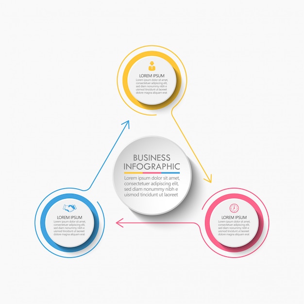 Modelo de infográfico de círculo de negócios de apresentação