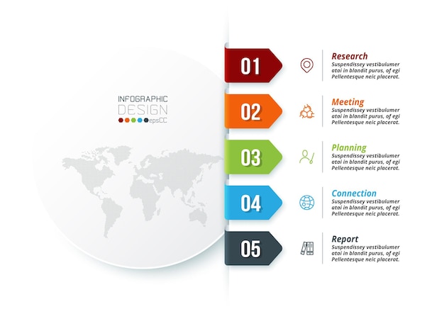 Modelo de infográfico de conceito de negócio com diagrama.