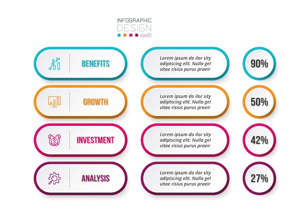 Modelo de infográfico de conceito de negócio com opção de porcentagem