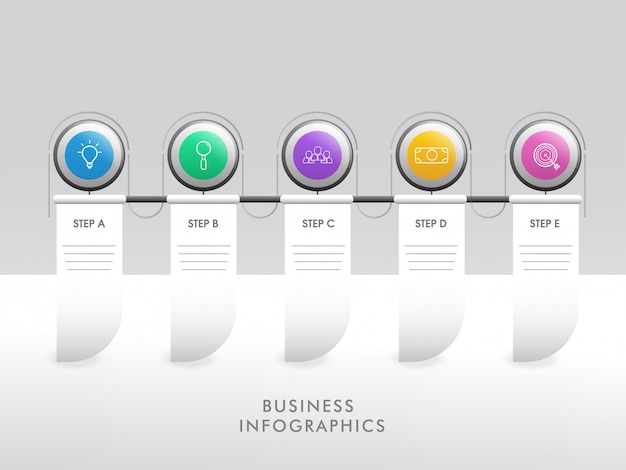 Modelo de infográfico de cronograma de passo diferente cinco
