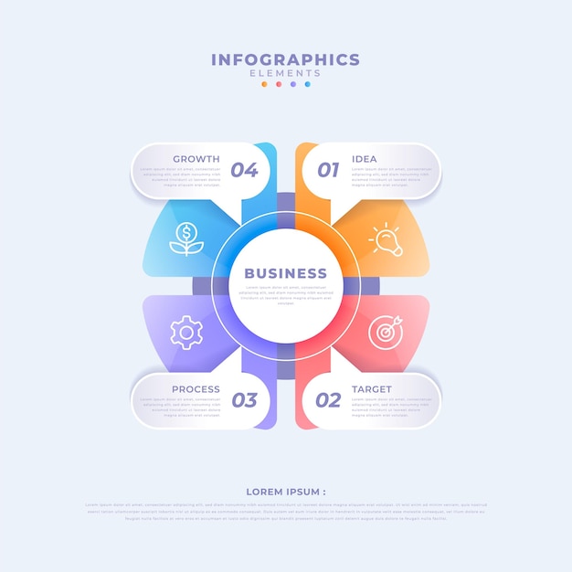 Modelo de infográfico de diagrama circular gradiente