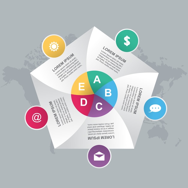 Modelo de infográfico de diagrama de ciclo moderno de obturador de etapas de negócios