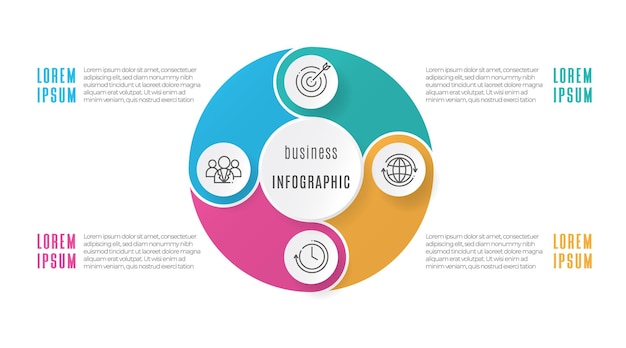 Modelo de infográfico de diagrama de círculo 4 opções