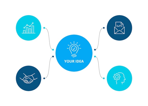 Modelo de infográfico de diagrama de fluxo com 4 etapas ou opções Modelo de negócio de vetor para apresentação