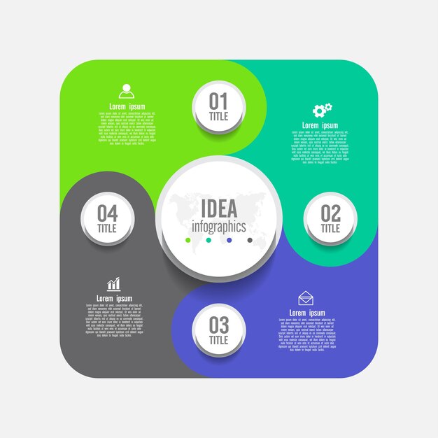 Vetor modelo de infográfico de fundo abstrato de ideia de negócios com quatro etapas