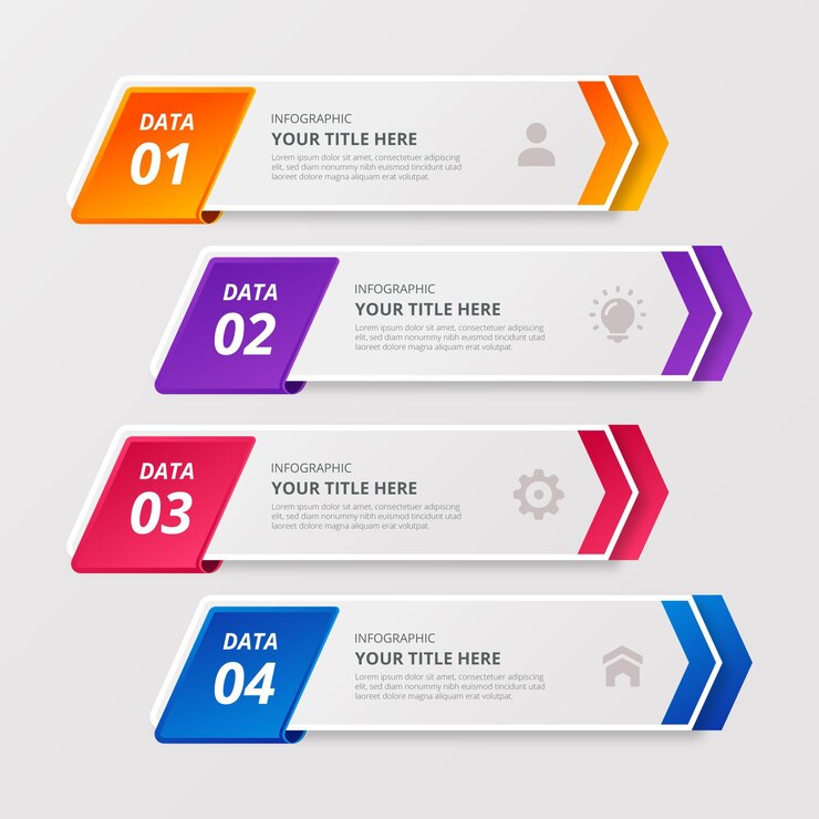 Vetor modelo de infográfico de gradiente com etapas
