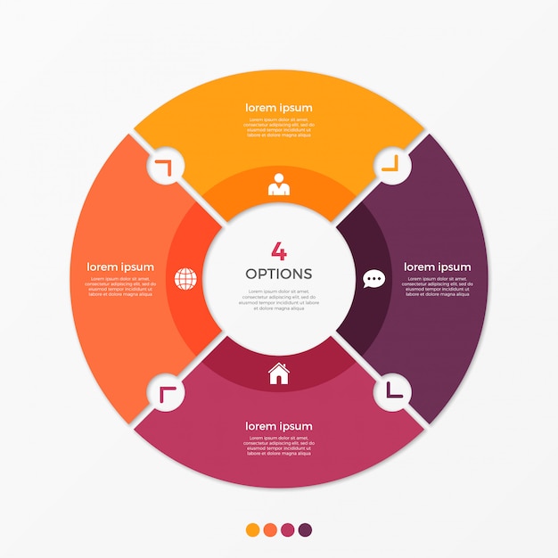 Modelo de infográfico de gráfico de círculo com opções.