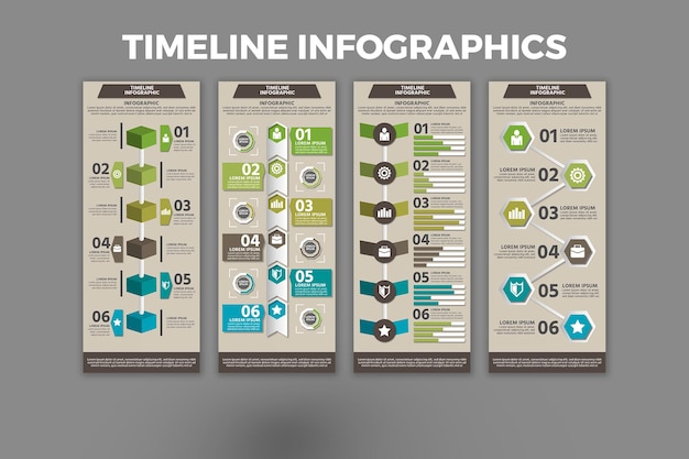 Modelo de infográfico de linha do tempo