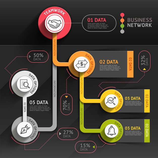 Modelo de infográfico de marketing empresarial.