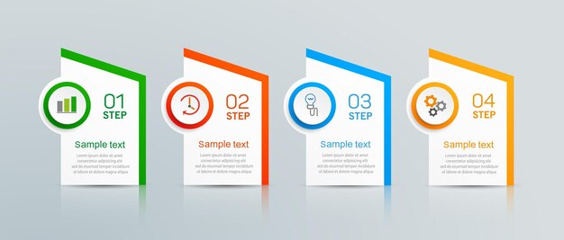 Modelo de infográfico de negócios com 4 etapas