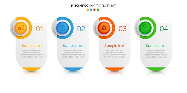 Modelo de infográfico de negócios com 4 opções ou etapas