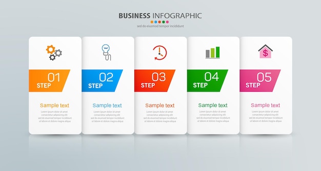 Vetor modelo de infográfico de negócios com 5 opções