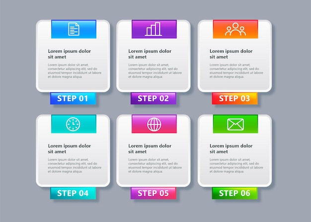 Modelo de infográfico de negócios com 6 elementos